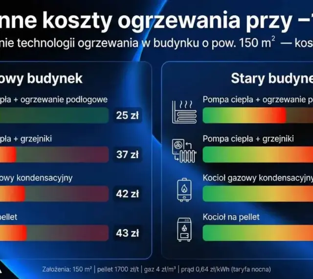 Porównanie kosztów ogrzewania: jakie ogrzewanie do domu wybrać? Nowy vs stary budynek, pompa ciepła, kocioł gazowy, pellet.